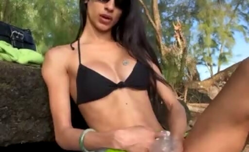 Cute teen public toy mast