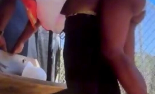 Ebony ts fuck City worker's bussy during his break