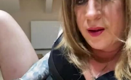 Kirsty wanking and drinking my cum in stockings