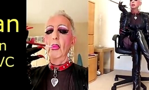 pvc taboo tranny inhaling and long nails with queer sho