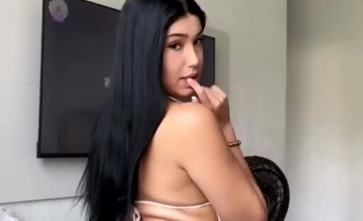 Hot latina trans girl cums with a fountain of sperms