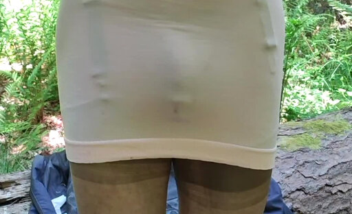 Holly spunks a big load in the woods