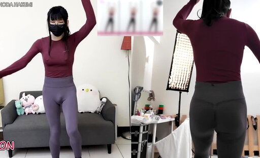 HA38Vibrator inserted into anal and exercised in yoga pants! Let’s dance aerobics together!