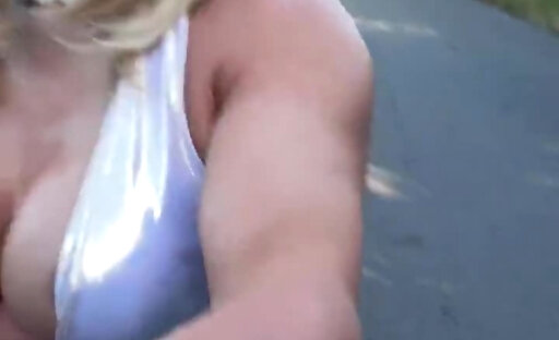 Sexy Crossdresser kellycd2022 in shiny gold dress enjoying an afternoon drive