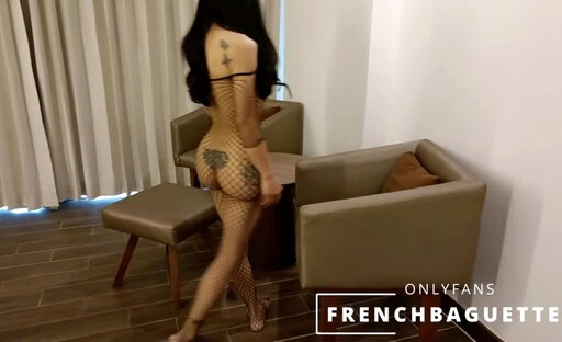 fucked by a feminine petite ladyboy in fishnet bodysuit