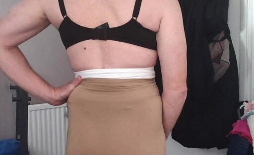Skirt bulge and cock show