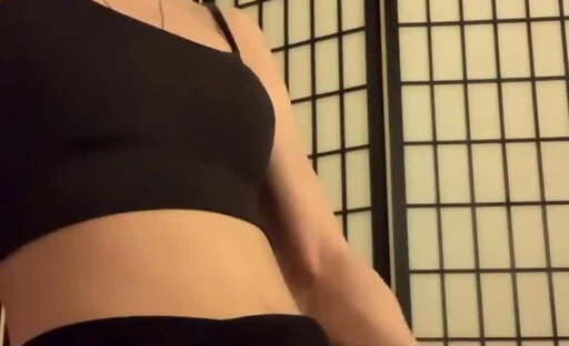 Big balls latina cums in black skirt