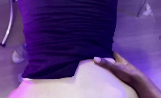 Fucking a chubby shemale hottie in the kitchen