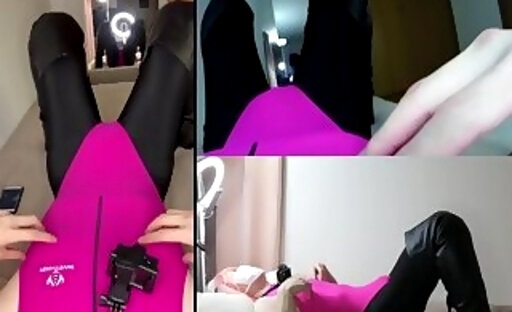 [R18+ POV] Pink Swimsuit with Thigh High Boots Solo Masturbation