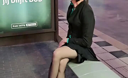 Waiting for the bus. Don't get bored and caught