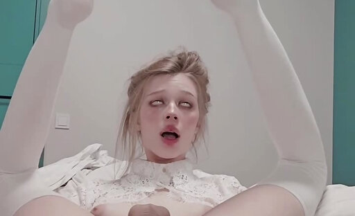 Pale Teen Fucks Her Ass in Bed