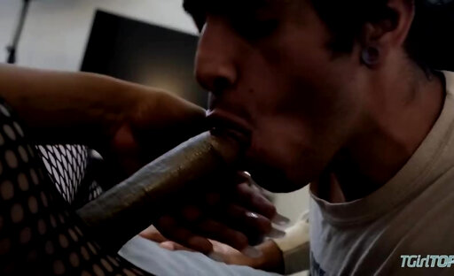 Black TS with big cock fucks me crazily from her big tool