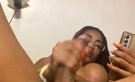 big cock latina shemale RZ strokes her cock until she cums