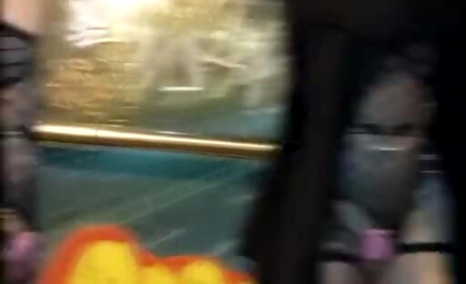 Taniax walks around the city in sexy black lingerie,showing her tiny cock in flat chastity cage