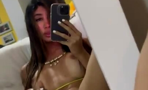 Long haired mirror mast and cum