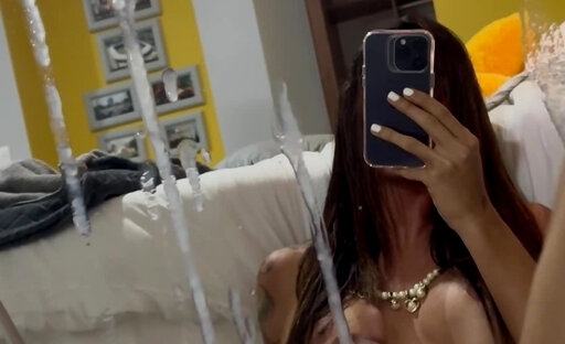 Big Tits Latina Trans Huge Mirror Cumshot