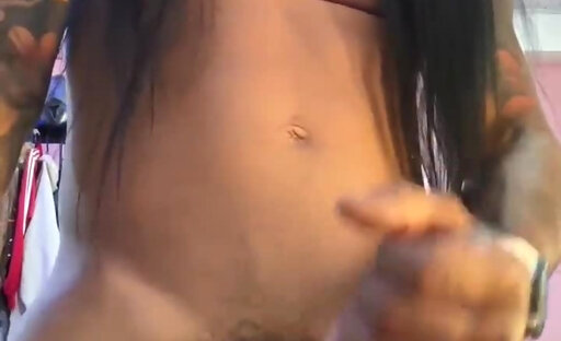 Hot latina edges and cums barely touching cock