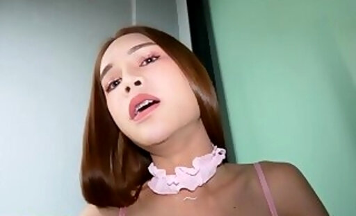 Teen ladyboy trans Kitty POV blowjob and raw anal fucking in her tight ass
