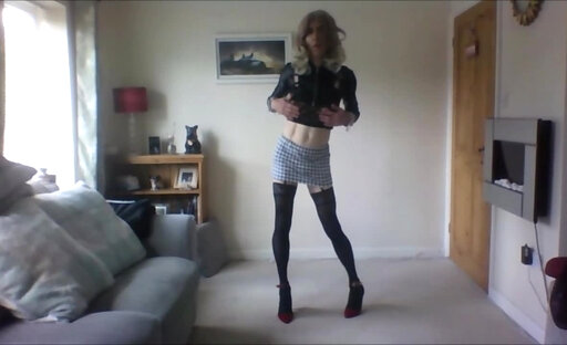 Little Micro Skirt Stockings and Heels
