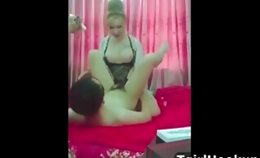two oriental trannies with one masked faggot device wit