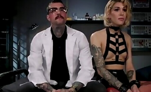 Tattooed scientist anal fucks blonde trans