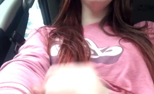 Redhead car masturbation