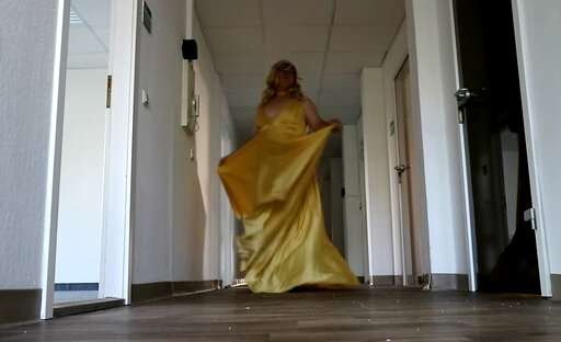 My champagne silk dress on display, a whirlwind of emotions