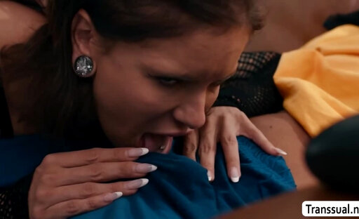 Caught my TS stepsis licking our MILF stepmoms pussy