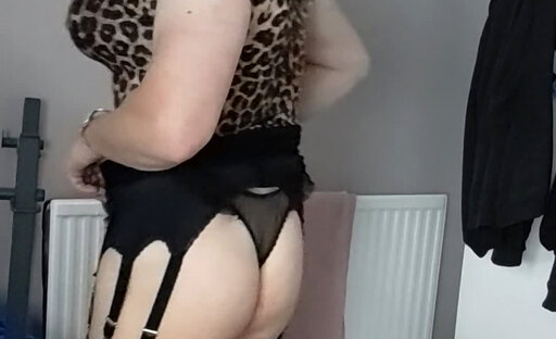 Tranny holly with another skirt bulge