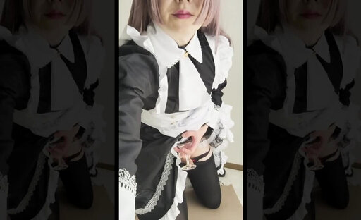 [R18+] Japanese Maid Sissy Masturbation and Cum Cocktail serving