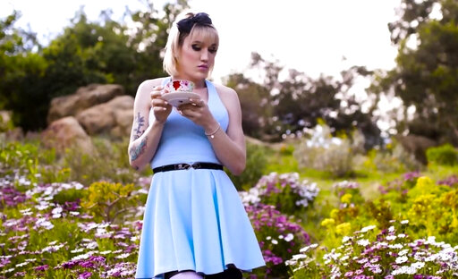 Transfixed - Hot Blonde Lena Moon Bangs the Mad Hatter April O'neil During Amazing Tea Party