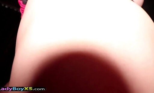 Hot asian ladyboy in a red bikini gets her anus filled