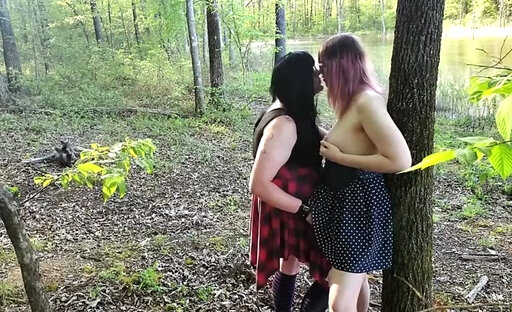 Cute Shemale Couple having Sex Outdoors