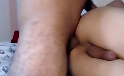Hairy guy fucking and spanking a teen shemale