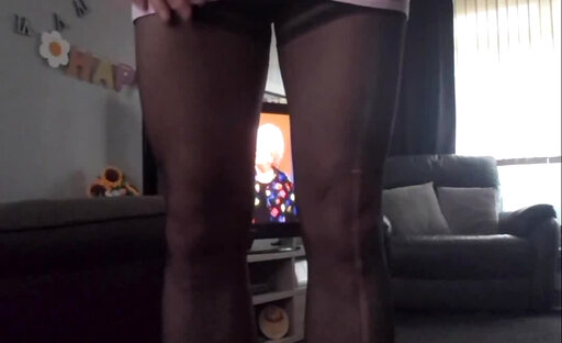 Femboy hollycd1 in hold up stockings and panties