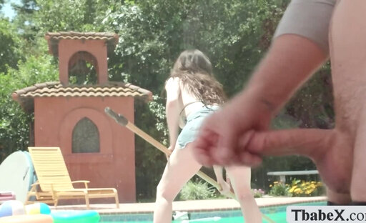 Fucking this busty big ass TS pool cleaners ass