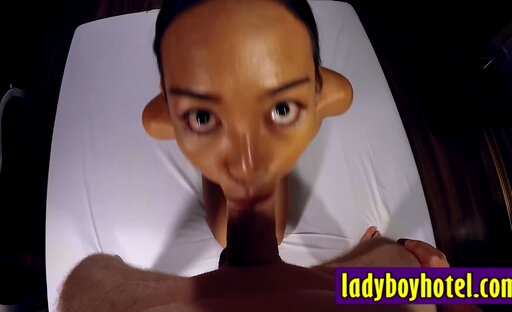 Handcuffed femboy doggystyle anal sex after guy enjoyed perfect blowjob