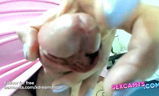 Slutty Transsexual Jerks Huge Shecock in Raw Cam Cum Explosion