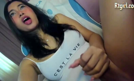 petite asian shemale with big tits wanks on webcam