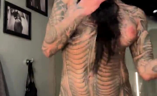 Hot inked up Ladyboy cums 03:31