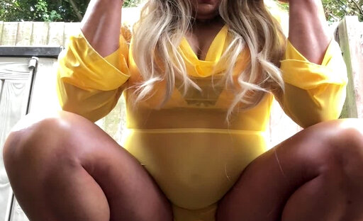 Kellycd2022 in yellow see thru dress