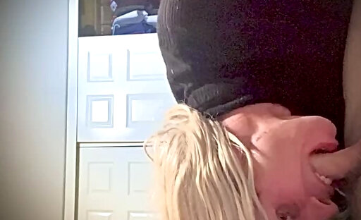 Taking huge thick cock down throat