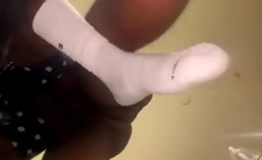 Thick Ebony TS gives a twink sloppy creampie