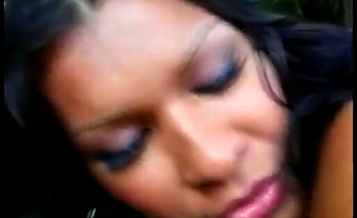 Young boy wraps his lips around sunburnt shemale Luciana's dong before having peanut butter
