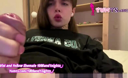 slim brunette tgirl in pantyhose pulls off her huge cock on webcam