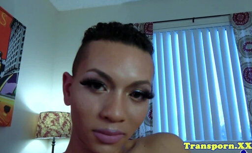Solo tranny strips down before wanking off