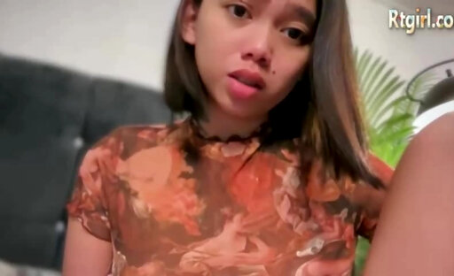 brunette trans cutie jerks off her big dick on webcam