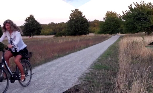 Posed & Wanked In Public - most exciting is biking in short clothes and shiny nylon stockings