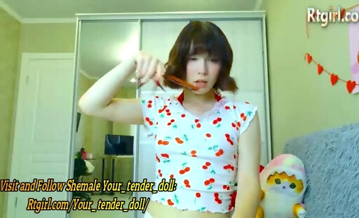 pretty trans cutie teases on webcam