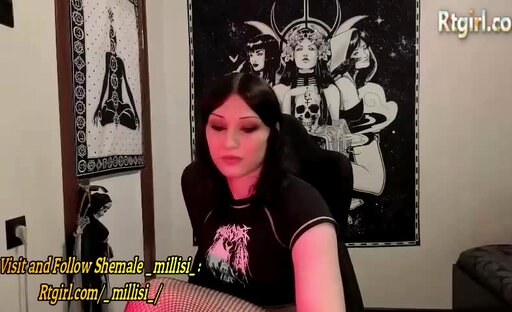 slim transgirl in black pantyhose teases on webcam